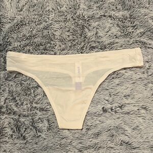 Cream Sheer Satin Thong panties XS